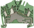 Terminal Block, Tension Clamp, 2 Poles, 800V, 2.5mm², Green / Yellow, Pack of 5 pieces